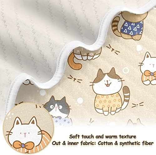 שמיכת חטיפה חתולים חמודים שמיכת כותנה לתינוקות, קבלת שמיכה, שמיכה רכה משקל קלה לעריסה, טיולון,