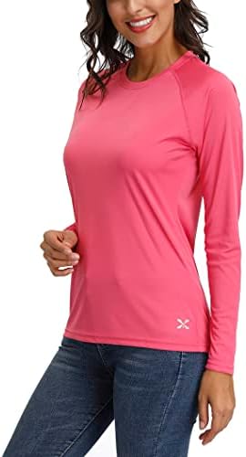 UPF לנשים 50+ הגנה מפני השמש חולצות שרוול ארוך ביצועים פעילים צמרות כושר אימון כושר ספורט פנאי חולצת
