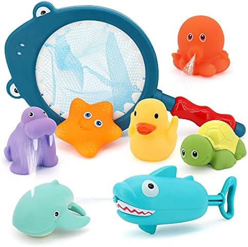 קימסטון 13 חתיכות צעצועי אמבטיה לתינוקות עם אחסון צעצוע של צעצוע של 1 יח '