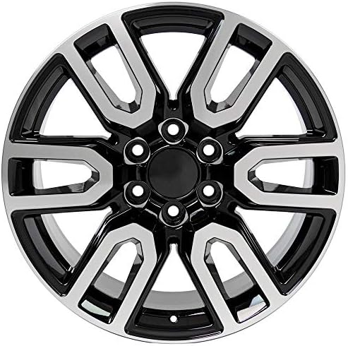 OE Wheels LLC 20 אינץ 'חישוקים מתאימים לשברולט סילברדו טאהו סיירה יוקון אסקאלאדה CV36 שחור מאצ''ד 20x9 חישוקי