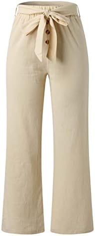 מכנסי הרמון מכנסי נשים כיסים מוצק צבע פאלאצו מכנסיים שרוך גומיות חוף מכנסיים פשתן מכנסיים טרנדי משרד מכנסיים