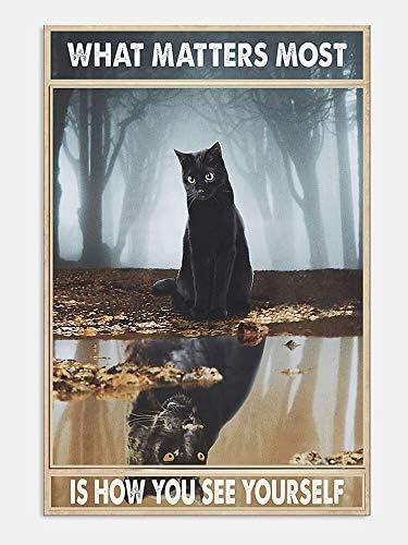 עיצוב חתול שחור מצחיק שלט פח מתכת - זכור לנגב - עיצוב בית שלט פח וינטג