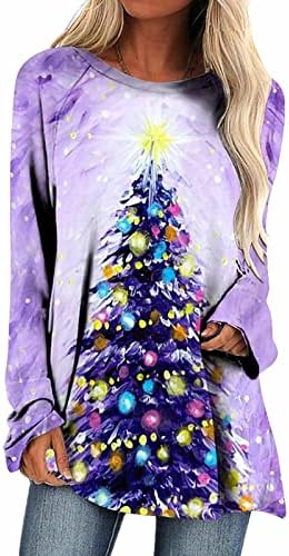 חג המולד המכוער של נשים 3 חולצות טוניקה מודפסות חולצות טריקו שרוול ארוך חולצות טריקו חולצות טריקו גרפיות