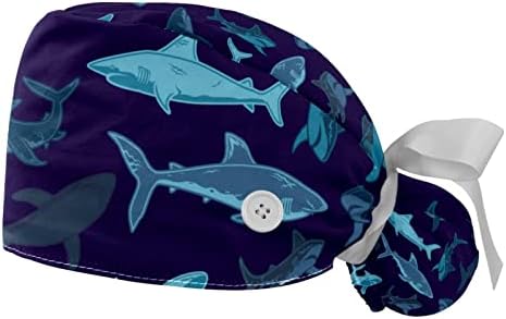 2 יחידות כובע עבודה עם כפתור סרט עניבה לאחור של כובש כריש ים כחול כהה כובעי קוקו קוקו לנשים לנשים