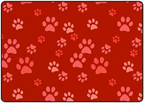שטיח שטיח רך של צינגזה שטיחים באזור גדול, טביעות רגל חתול אדומות שטיח מקורה נוח, מחצלת משחק לתינוקות