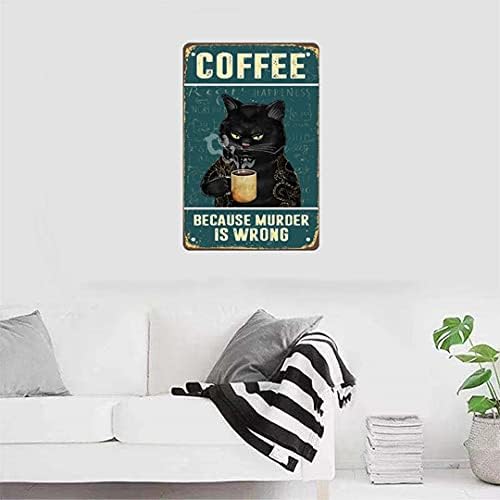 רטרו חתול קפה מתכת סימן בציר מטבח סימני קיר תפאורה כי רצח הוא הלא נכון מצחיק פח סימני בר קישוטי