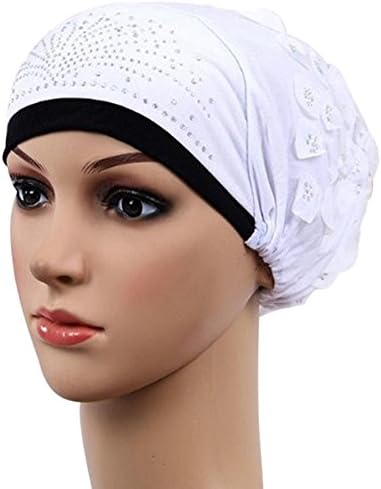 נשים כפת טורבן כובע למתוח אבני חן בארה ' ב אופנה לעטוף גולגולת כובעי מוצק צבע בבאגי מוסלמי מטפחת