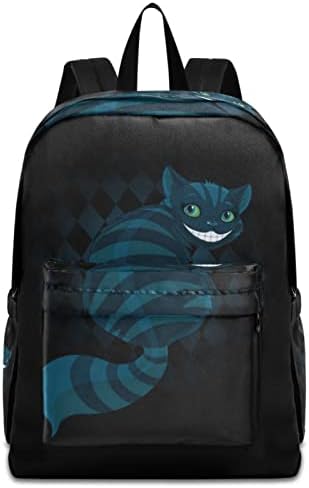 ZZWWR קסם מסוגנן צ'שייר חתול שחור נסיעות ניידים נייד תרמיל תיק מחשב עמיד אידיאלי לגברים תיקי