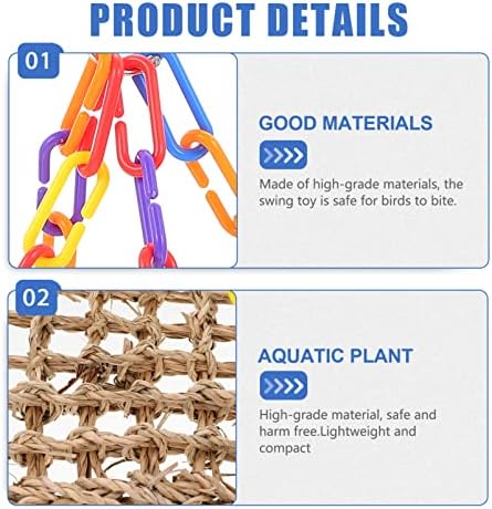 Ipetboom 2 pcs ציפור עשב ים נדנדה ערסל תלייה בתוכי תוכי עם קישור צבעוני שרשרת כלוב ציפורים עמד