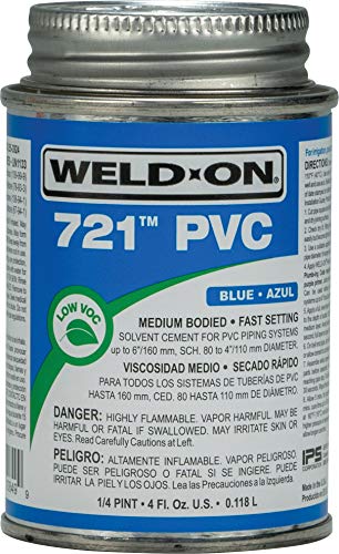 Weld-On 10161 721 PVC מלט ממס חוזק בינוני PVC-הגדרת מהירה ונמוכה-ווק, כחול, 1 ליטר