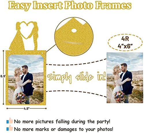 קישוטים למסיבות אירוסין זהב - כרזה ומעוררי צילום מעורבים במיוחד עם זיכרונות רומנטיים מסגרות כרטיס תמונה