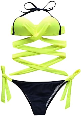 2 PCS Bikini Sets Sets Halter Tie Side Side Vintage Retro Beach Tank Bikini Set Twist Cross Beath Bears בגדי