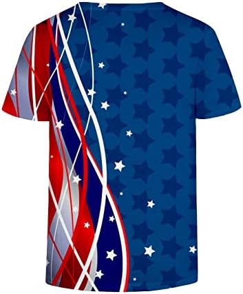 4 ביולי 2023 חולצות טשטורות לנשים דגל אמריקאי טופ נ 'צוואר טש חולצות שרוול קצר צמרות קיץ מזדמנים רופפות