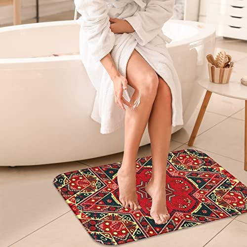 שטיחי אמבטיה לאמבטיה, שטיחי אמבטיה מערביים ללא סחף, עיגול גיאומטרי וצורת כוכב אדום בוהק כיסוי רחיץ שטיח רצפה