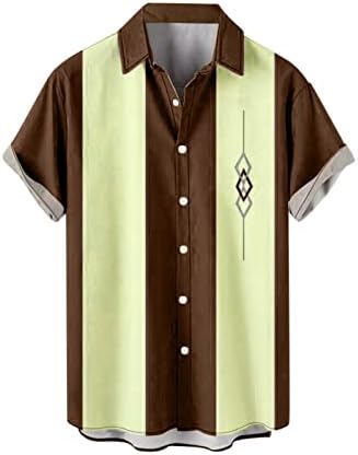 כפתור מזדמן של XXVR לגברים למטה חולצות שרוול קצר חוף קיץ חוף וינטג 'טלאים צמרת חולצה הוואי לגברים