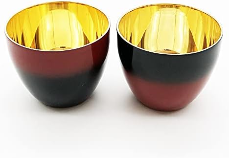 אומן מסורתי SCW-GK601-2P כוס לכה כפול בצבע מצופה זהב פנימי, סט של 2