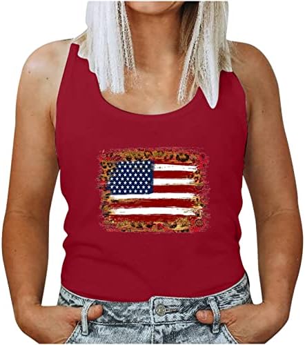 גופית ארהב גופית אמריקאית דגל אמריקאי טנקים מודפסים למעלה לנשים מתנות ליום עצמאות ללא שרוולים מתנות ליום עצמאות