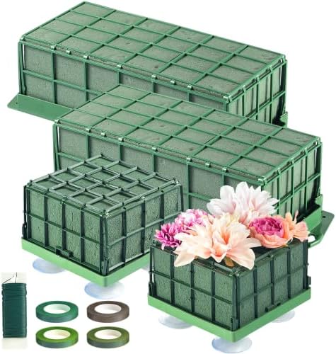 פרחוני קצף כלוב, 4 יחידות פרח קצף בלוקים עבור סידור פרחים, יניקה כוס פרחוני מחזיק ספוג עם קלטות & מגבר; ברזל