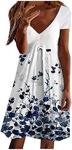 שמלות בהוואי פרגיות לנשים, הדפס מזדמן של נשים, סקסיות, ללא שרוולים, צווארון V גדול נדנדה רופפת שמלת