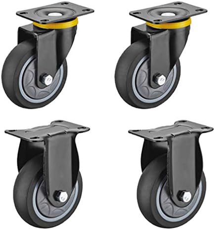 גלגלי קיק כבדים-4 יחידים מסתובבים גלגלי גלגלים של צלחת תעשייה, ריהוט עגומי גומי TPR קיק, עם נעילה כפולה בטיחותית,