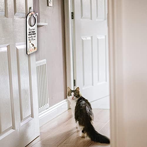 טריקולור חתול מצחיק עץ דלת קולב סימן, 2 חבילה, לא לתת את חתול החוצה מצחיק סימן, מצחיק חתול עיצוב הבית אידיאלי