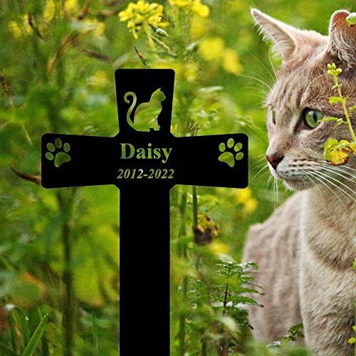 צבוע מותאם אישית חתול קבר סמני צלב אישית חתול זיכרון קבר המוקד חתול זיכרון סימן לחיות מחמד קבר סמני חתול אובדן