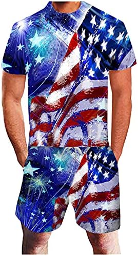 אימוני גברים הדפסת תלת מימד עצמאות חליפת דגל אמריקאית ספורט ספורט קיץ יום גברים חליפות ותפאורות