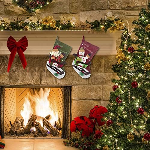 גרבי חג המולד בד גרבי חג המולד וגרביים תלויים לחג המולד לקישוט מסיבות ותפאורה אדומה מצוירת לחג