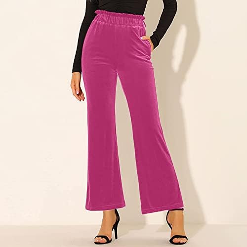 מכנסי גבירותיי חותלות בצבע אחיד כיס פרוע מותניים גבוהים מכנסי יוגה אלסטיים מכנסיים מכנסיים בגדים עסקיים לנשים