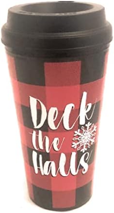 סיפון חג המולד האולמות כוס אדום ושחור משובץ משובץ נהנה מהגבולים האלה לשתות משקאות קרים משקאות חמים