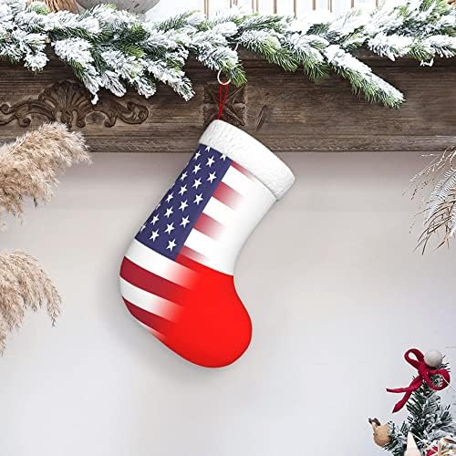 QG ZZX גרבי חג המולד עם דגל שרוול קטיפה סופר -קטיפה סופר רך דגל אמריקאי ודגל פולני גרבי חג המולד גרבי