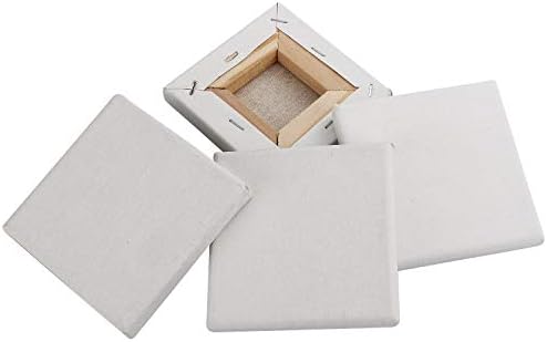 10 פאנלים של קנבס מיני חבילה 4 x 4, כותנה לבנה ריקה מיני לוחות בד נמתחים קטנים לצביעת ציור מלאכה