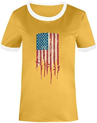 דגל אמריקאי עליון לב לנשים 4 ביולי חולצה פטריוטית טרנדית רופפת טוניקה טוניקה גרפית ארהב.