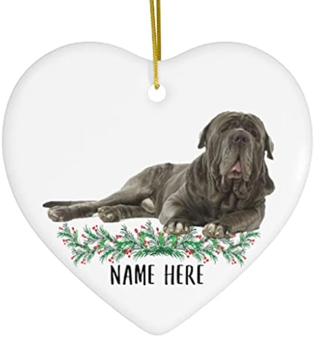 מסטיף מסטיף כחול אישי מצחיק מתנה למתנות לאמא כלב 2023 קישוטי עץ חג המולד קרמיקה לב לב