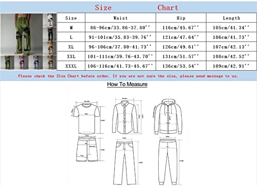 Miashui מכנסיים מזדמנים של Miashui לגברים Mens Mens אופנה כותנה מזדמנת ומכנסיים כיס מודפס