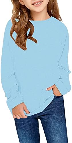 בנות עגומות עניבות צבע הדפס קפוצ'ון פעיל שרוול ארוך סווטשירטים סוודר חולצות 4-13 שנים