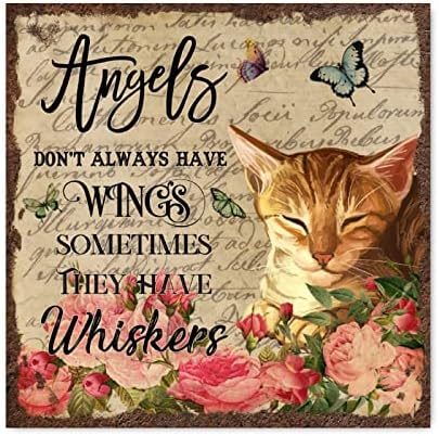 למלאכי שלט עץ לא תמיד יש כנפיים משהו שיש להם פליסטרים שלט קיר שלט קיר חתול פרפר קיר אמנות הדפסים בעלי חיים