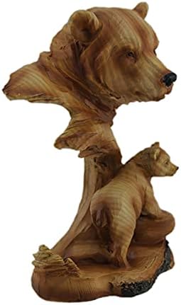Everspring ראש דוב ראש עם עץ גור כמו גילוף פסלון 7 אינץ '