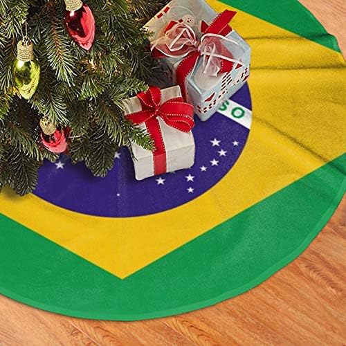 LVESHOP דגל ברזיל חצאית עץ חג המולד חצאית יוקרה עגול מקורה מחצלת חוץ כפרי קישוטי חג חג המולד כפרי Z 30 /36 /48
