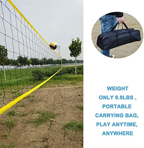 מערכת סט רשת כדורעף ניידת בגודל 31 רגל חיצונית עם קו גבול, כדור כדורעף,משאבה ותיק נשיאה לבריכת דשא בחצר האחורית