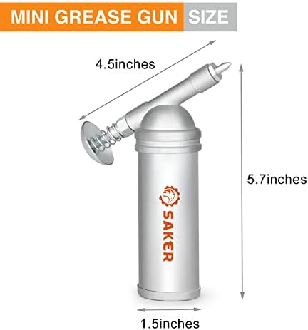 סאקר מיני גריז אקדח - נייד תכליתי 1000 פסי פלט לחץ 80 ג. ג. קיבולת, מחט זרבובית, מתאים לשימון אביזרים קטנים,