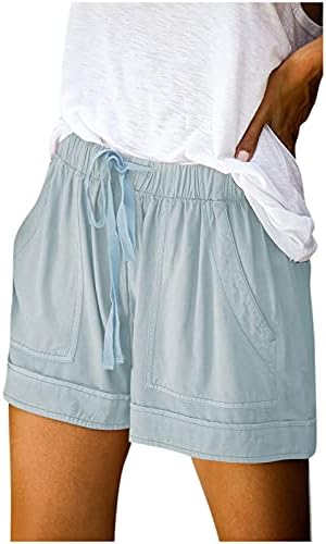 נשים של מכנסיים קצרים מקרית קיץ שרוך מכנסיים קומפי כיס גודל מותניים מקרית בתוספת מכנסיים קצרים יולדות מכנסיים