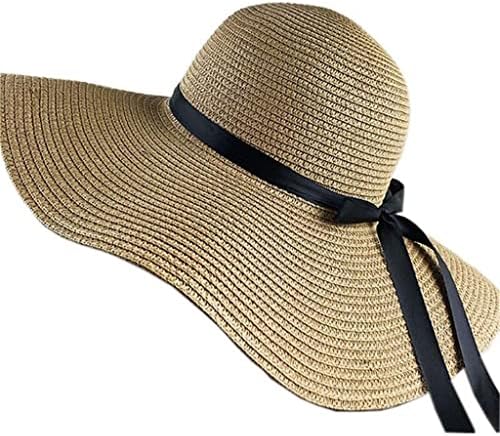 לרכוש קיץ כובעי נשים שמש כובע חוף פנמה קש כובע גדול רחב ברים שחור סרט קשת מגן עצם נשי כובע