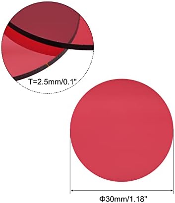 30 ממ עגול מיניאטורי דגם בסיסי, 2.5 ממ עבה עגול בסיס, שקוף אדום חבילה של 20
