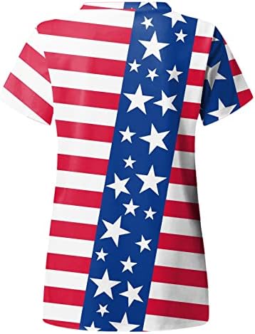 ארה ב דגל חולצות לנשים 4 ביולי קיץ קצר שרוול צווארון חולצות עם 2 כיסים חולצה למעלה חג מזדמן בגדי