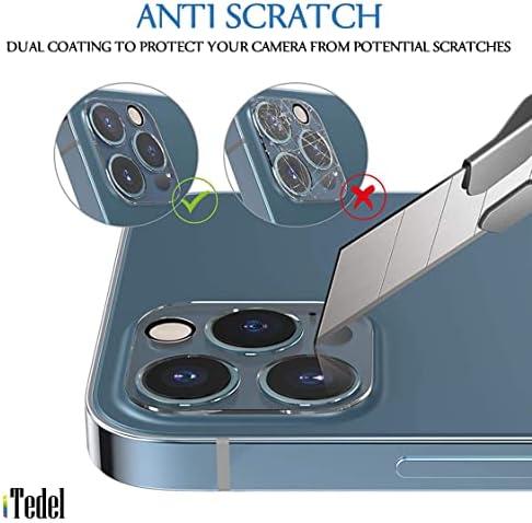 Itedel 3 Pack iPhone 12 מגן עדשות מצלמה מלאות מלאות, רזולוציה גבוהה, אנטי-סקרט ואנטי אצבע