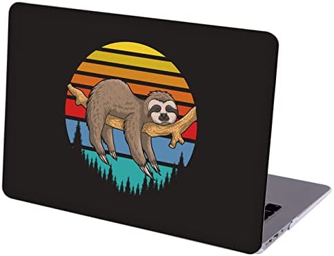MINGDAO תואם ל- MacBook Pro 14 אינץ 'מעטפת מגן קשה עם כיסוי מקלדת - עצלן עצל על רקע שקיעה רטרו של שנות ה