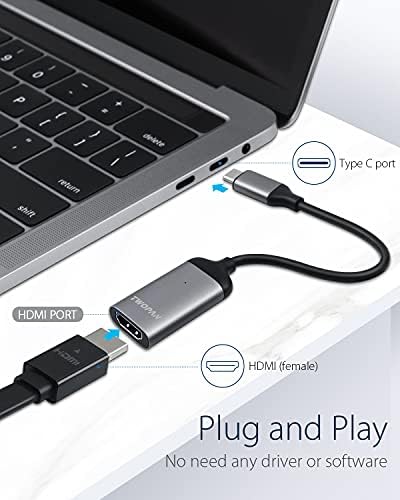 Twopan USB C ל- HDMI מתאם 4K, סגסוגת אלומיניום USB מסוג C ל- HDMI, USB C מתאם עבור IMAC 24 אינץ '2021/27