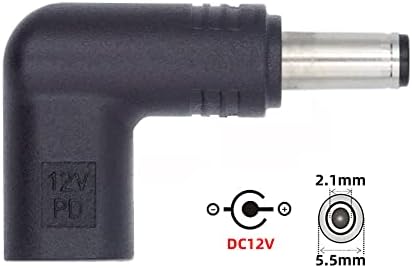 Cablecc USB 3.1 סוג C USB-C נקבה ל- DC 12V 5.5x2.1 ממ תקע 90 מעלות מתאם זוויתי PD Trigger Trigger