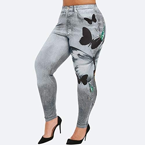 Zpervoba נשים פלוס גודל פאקס ג'ינס חותלות מכנסיים בקרת בטן רזיה מעצבת מכנסיים אלסטיים ספורט